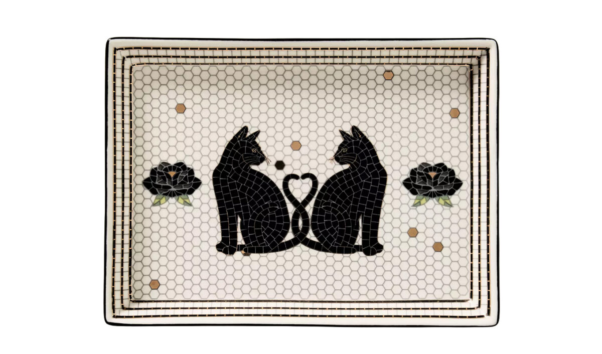 The Anthropologie Bistro Tile 24k Gold Accent Halloween Vanity Tray.