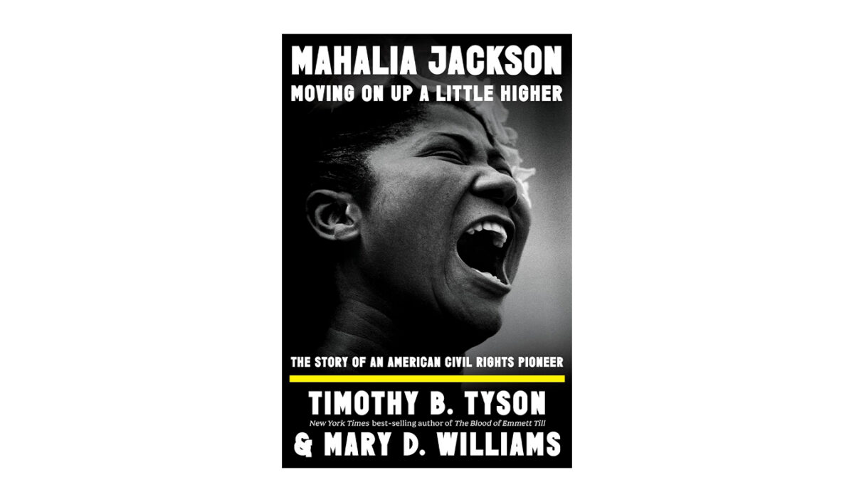 beach bag biography reads:mahalia jackson: moving on up a little higher