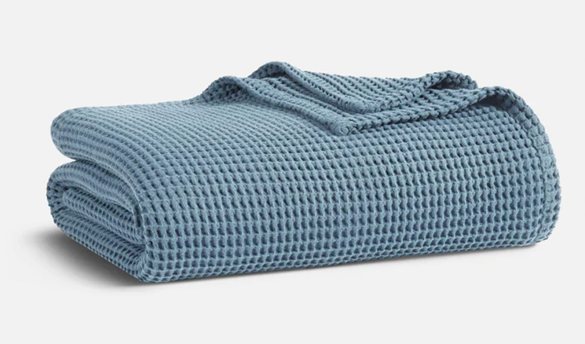 brooklinen blue waffle blanket 1200x706