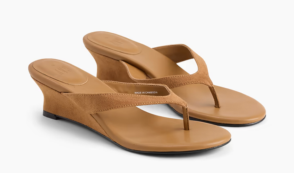 Kitten Wedge Sandals: Gap Vegan Suede Thong Sandals