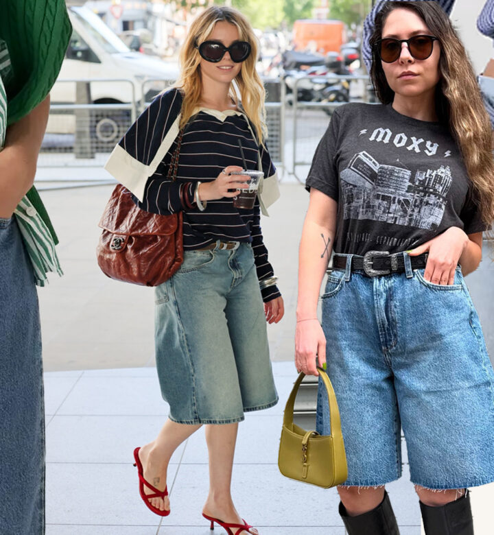 In Defense of Jorts: Collage with Milly Alcock and original photo of Stephanie Maida