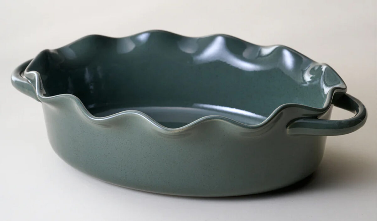 The Magnolia Blue Oval Scalloped Baker.