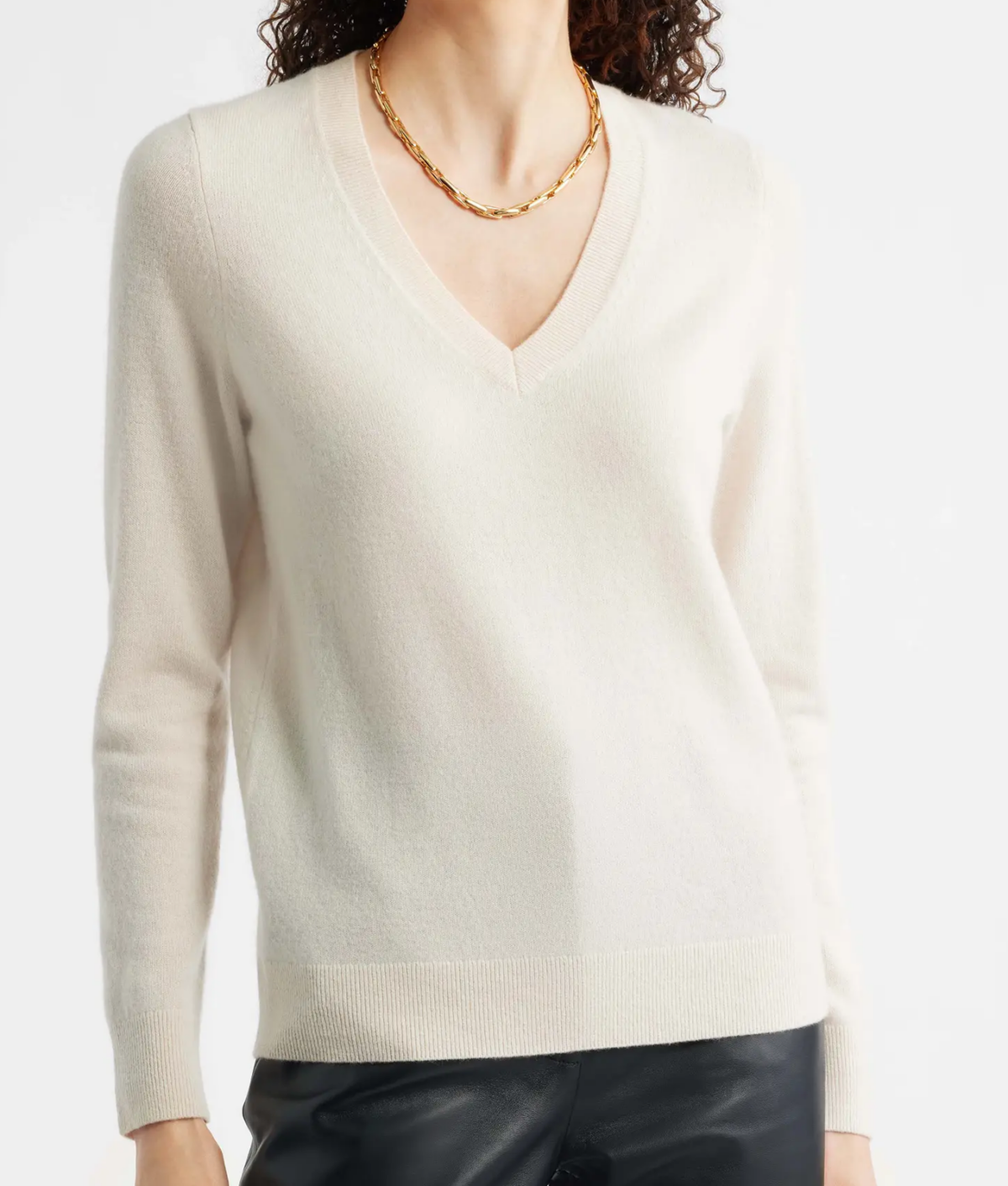 Nordstrom Anniversary Sale Investments: Nordstrom cream cashmere V-neck sweater