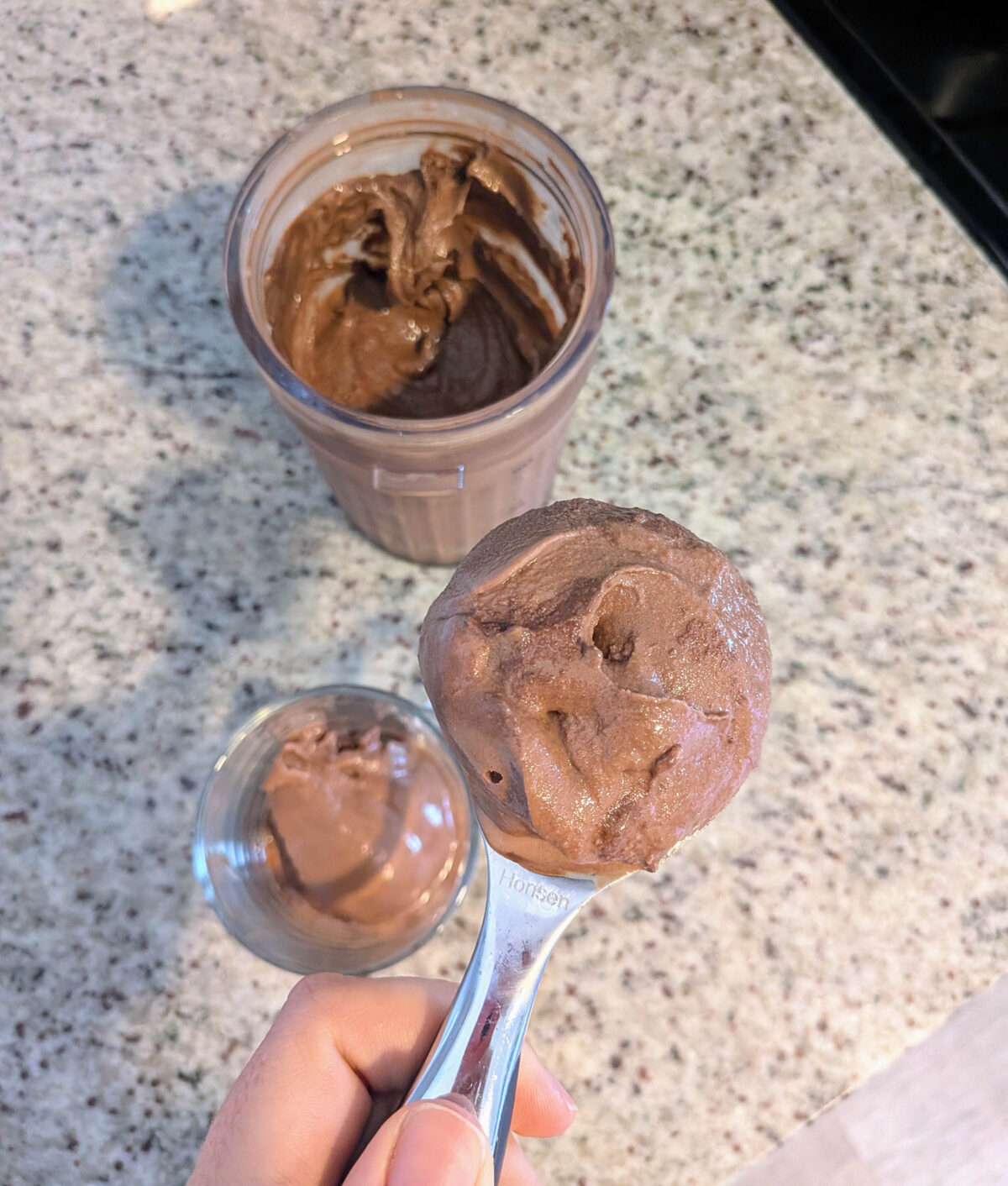 gelato scooped from the nutribullet chill container