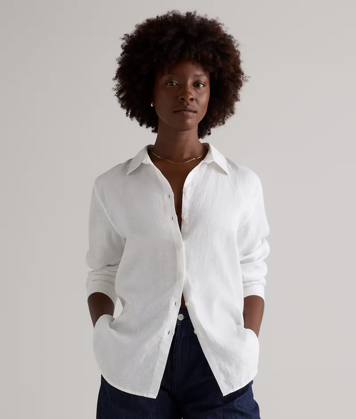 nyc summer uniform capris: quince linen shirt