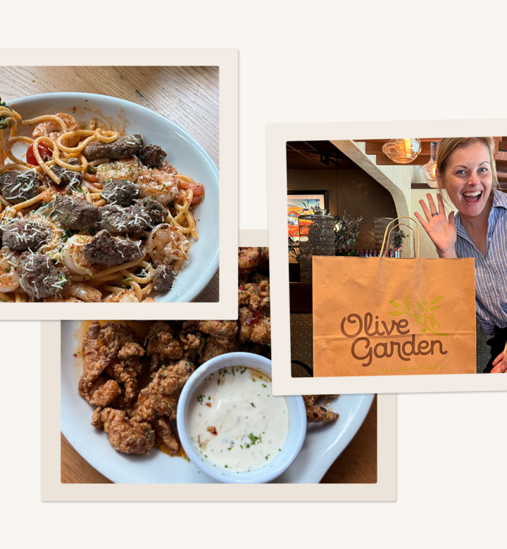 candace trying food at olive garden