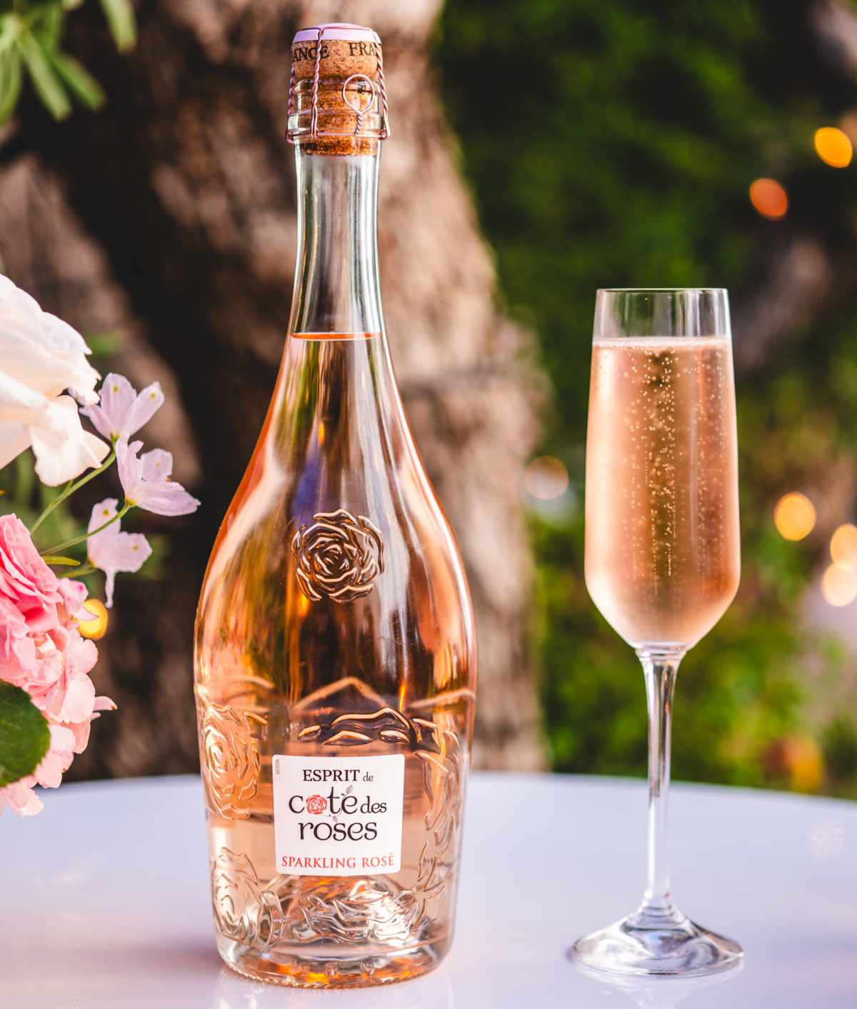 Rose bottle and flute