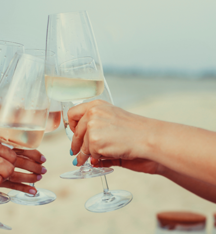 cheersing with wine