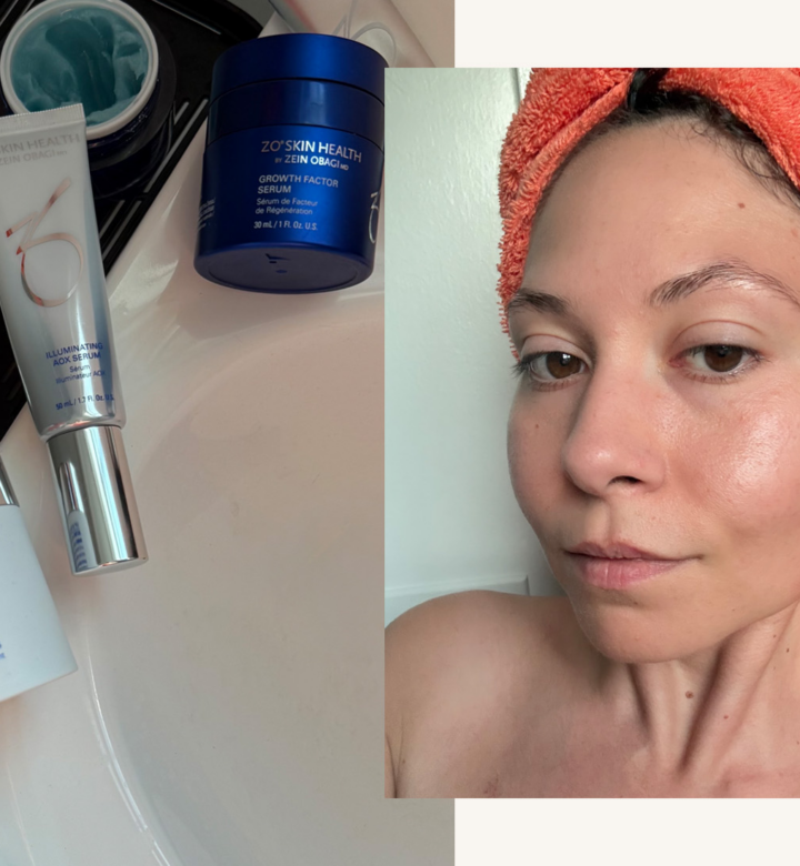 ZO Skin Health Routine Review: Original photos of ZO Skin Health products and editor Stephanie Maida
