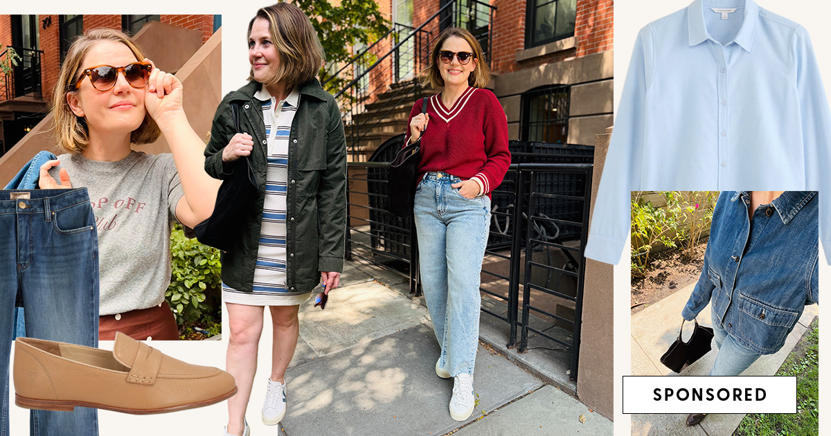 Dressing for the Drop-Off: From a Tomato Red Cardigan to Denim on Denim