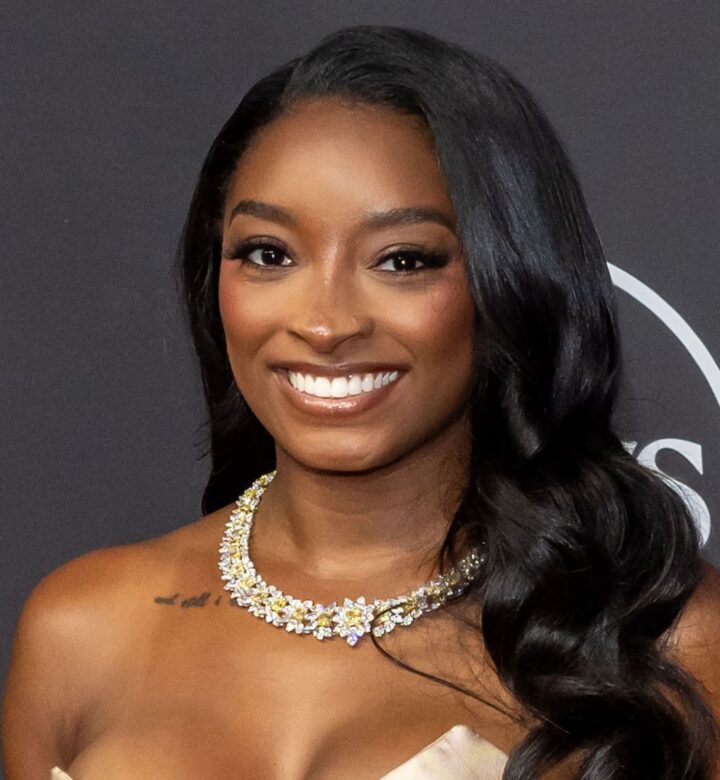 Simone Biles swim and heels 720x780