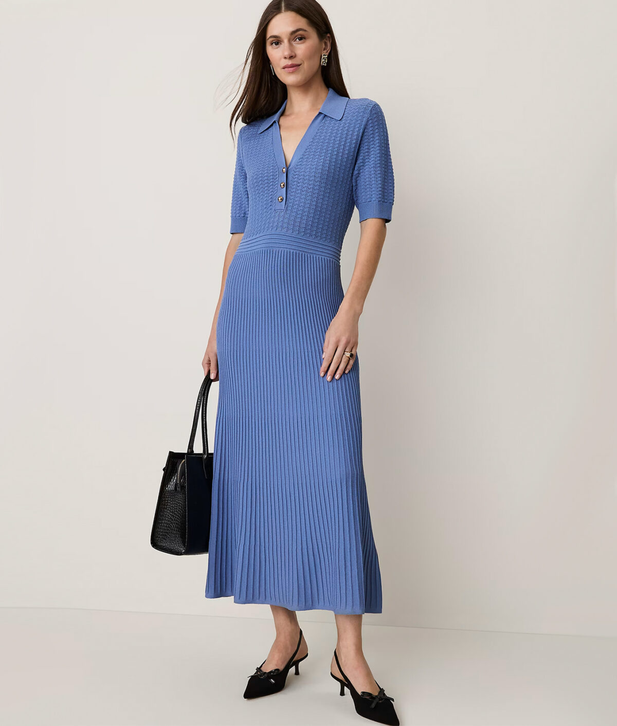 The Ann Taylor Pointelle Polo Sweater Dress.