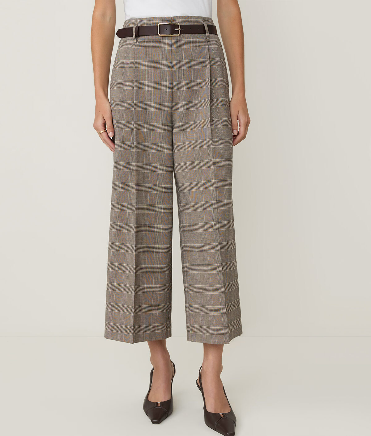 The Ann Taylor Plaid Belted Culotte Pants.