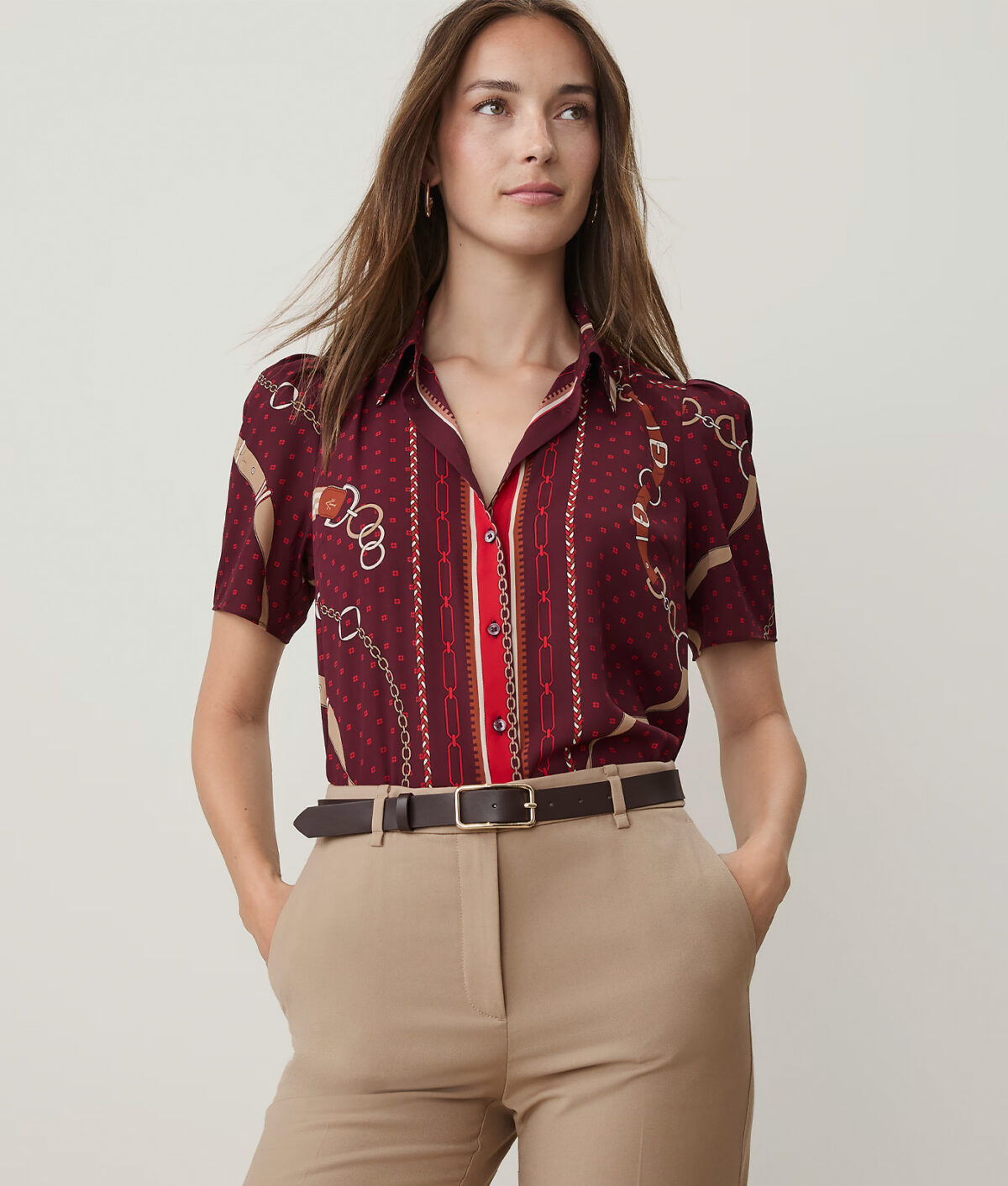 The Ann Taylor Horsebit Print Shirt.