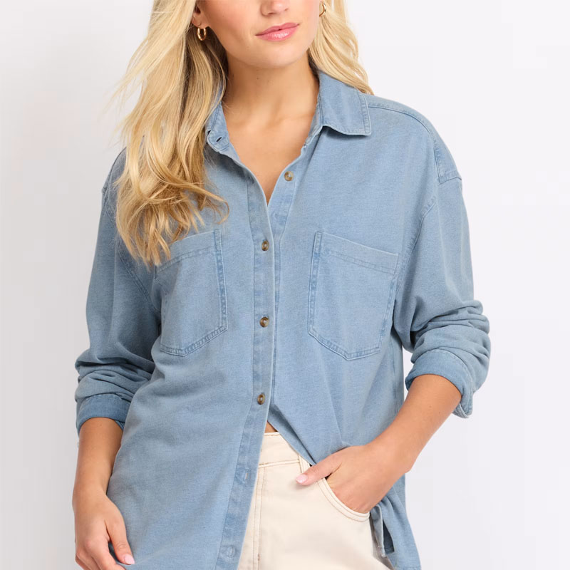 dressing for the drop off stitch fix back to school z supply denim jersey button down