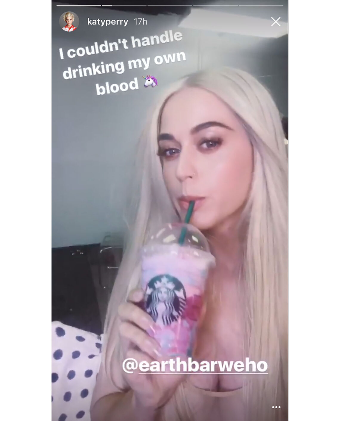 katy perry sipping unicorn frapp