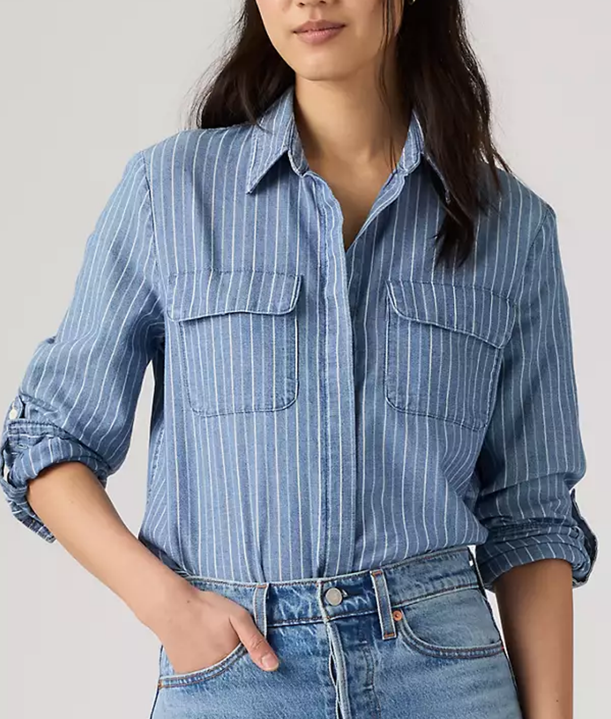 Levi's Denim Office Wear 2026: Striped denim button-up