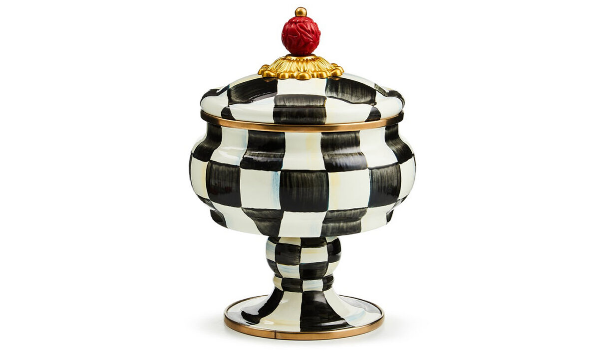 The MacKenzie-Childs Courtly Check Curiosity Pot.