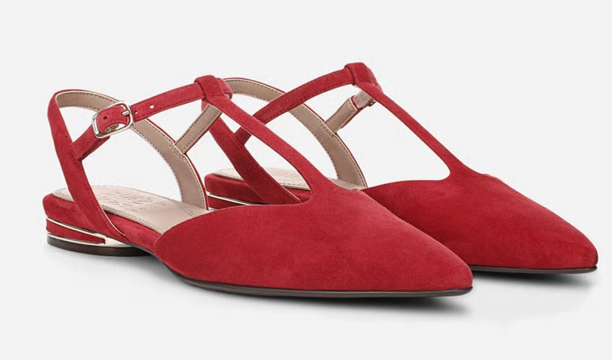 T-Strap Shoe Trend: Naturalizer red suede T-trap flats