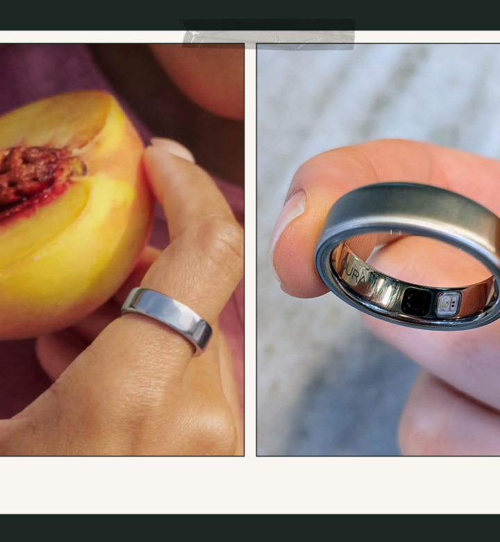 oura ring on hand and up close