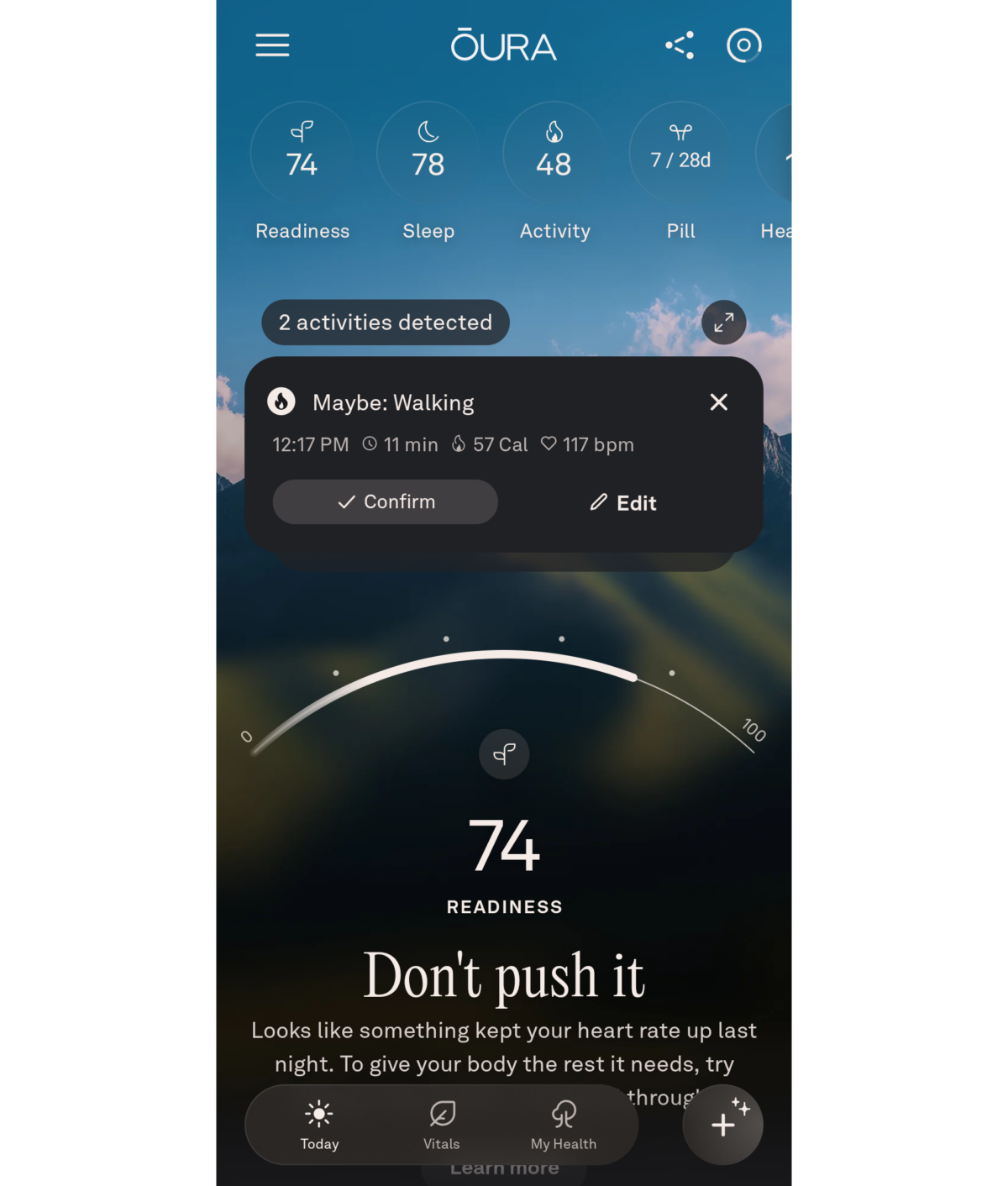 oura ring screenshot