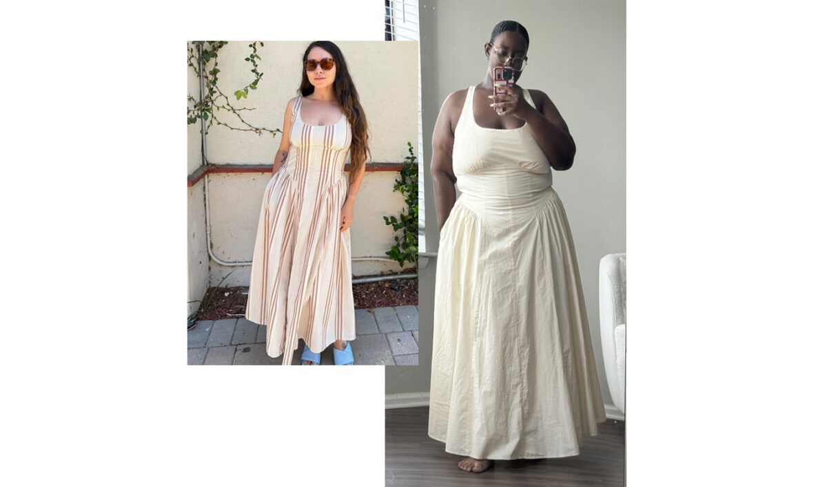 plus-size-editor-tries-petite-looks: dylan midi dress in yellow stripe