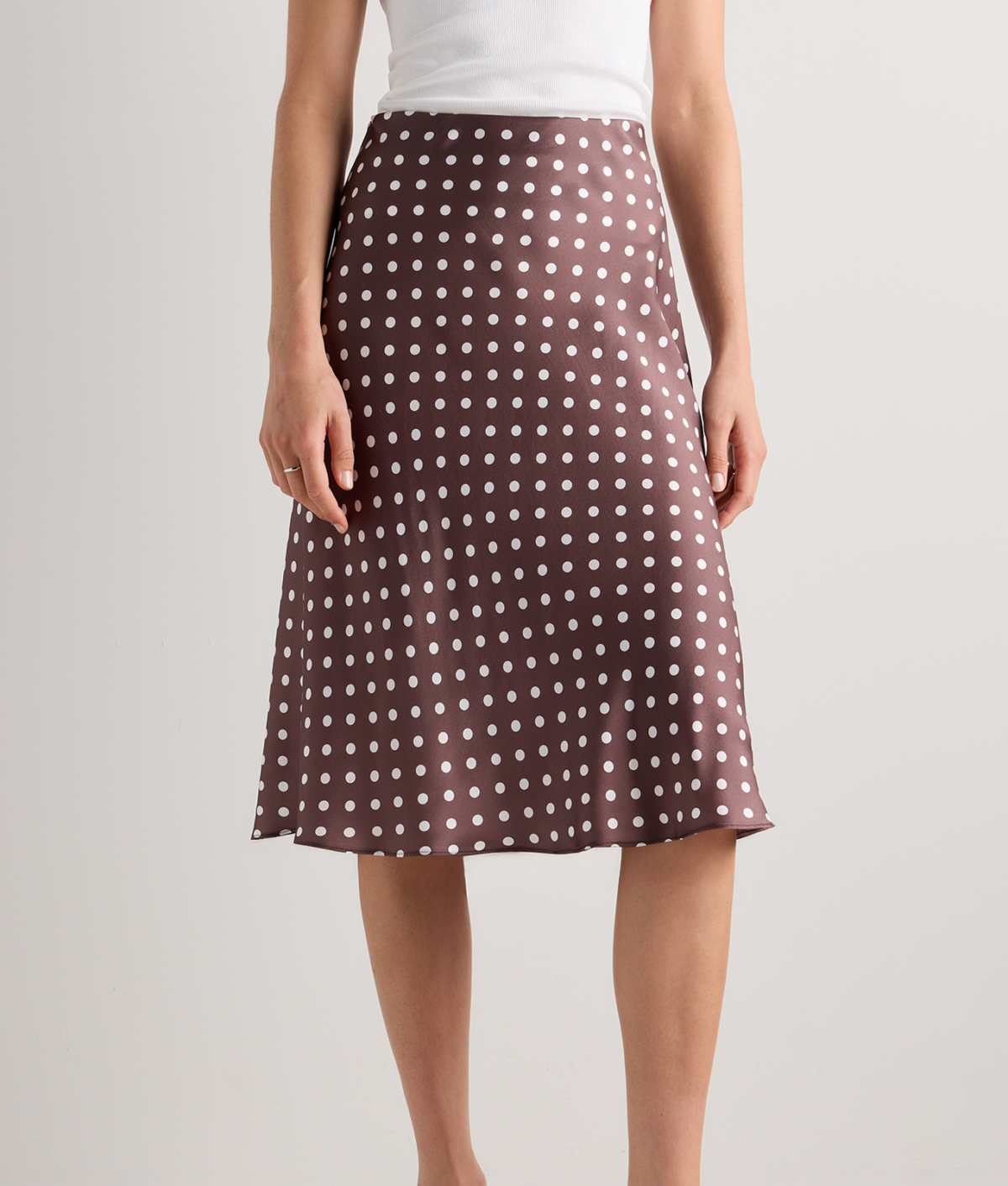 Goldilocksing Trend: Brown polka dot Quince silk skirt