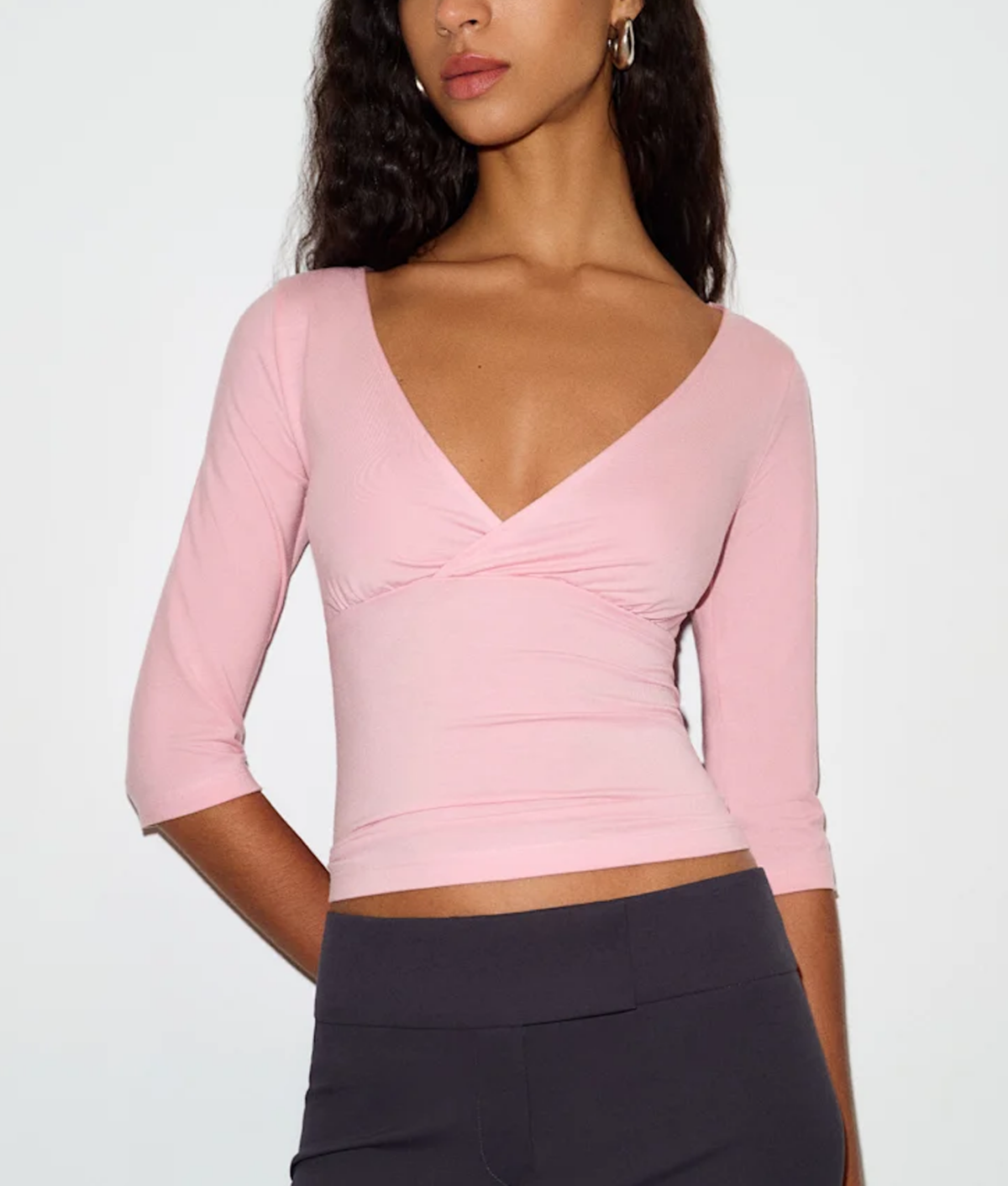 Goldilocksing Trend: Pink three-quarter Reformation top
