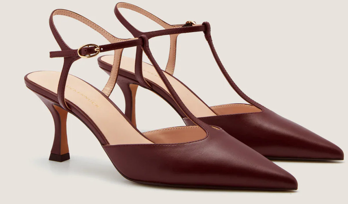 T-Strap Shoe Trend: Tuckernuck burgundy pointed toe heels