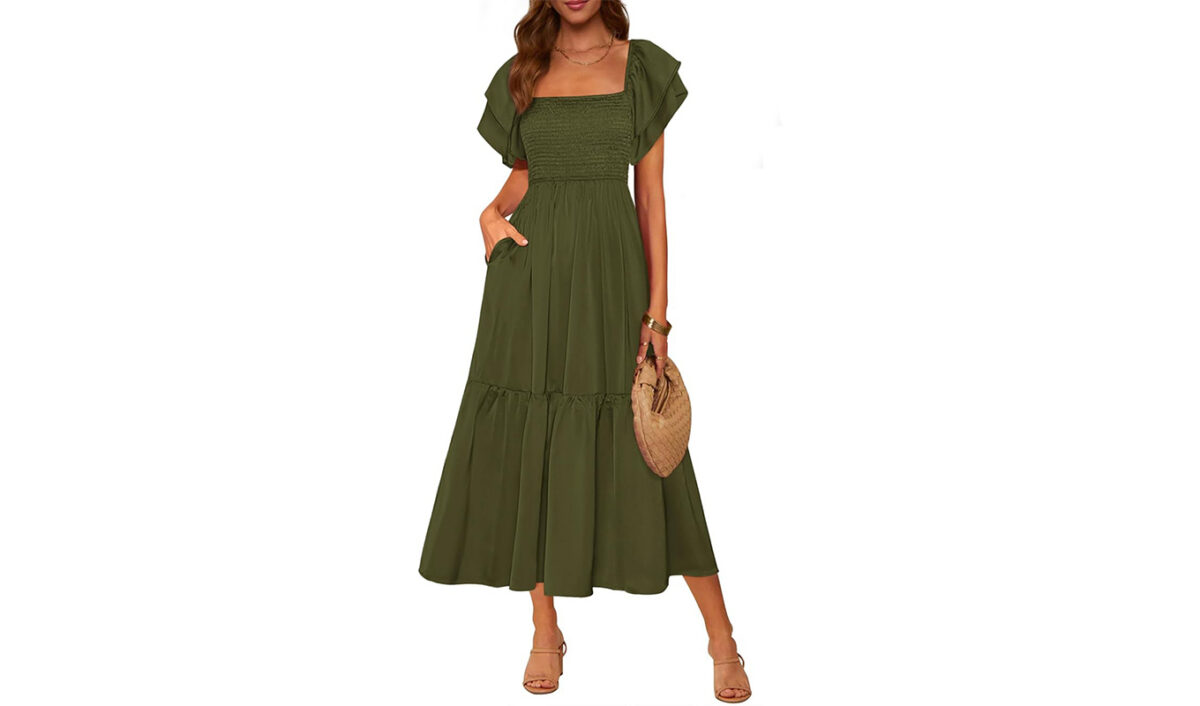 The Mascomoda Smocked Flowy Midi Dress.