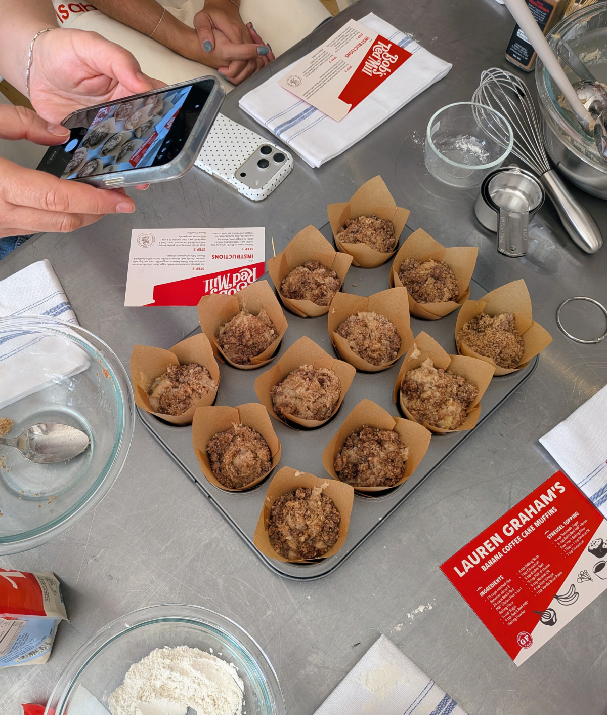 taking photo of muffins before baking