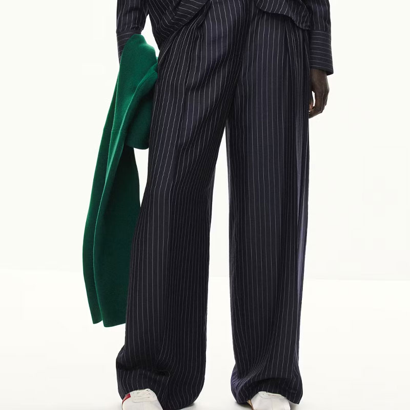 fall capsule wardrobe mango pinstripe trousers