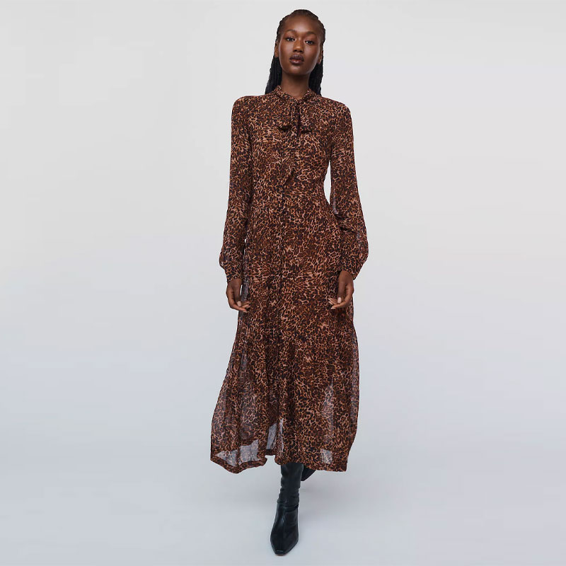 fall fashion trends anthropologie tie neck midi dress