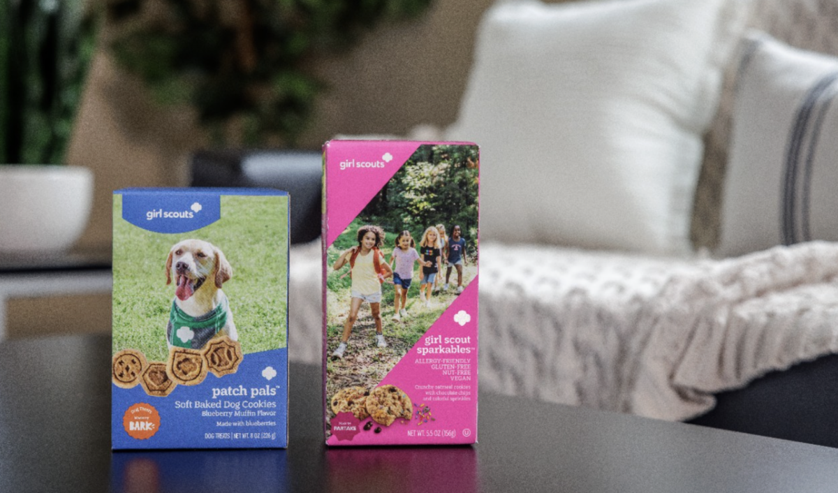 girl scout cookie boxes featuring 2027's two new flavors: patch pals and sparkables