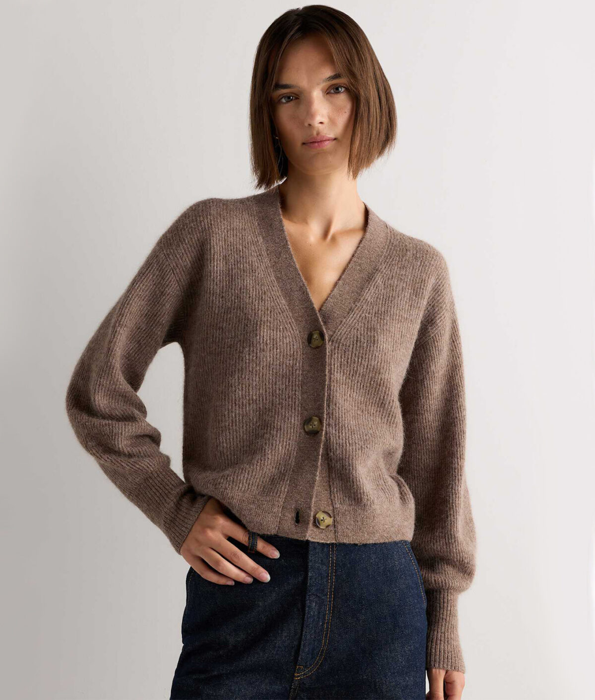 The Quince Baby Alpaca Cropped Cardigan.
