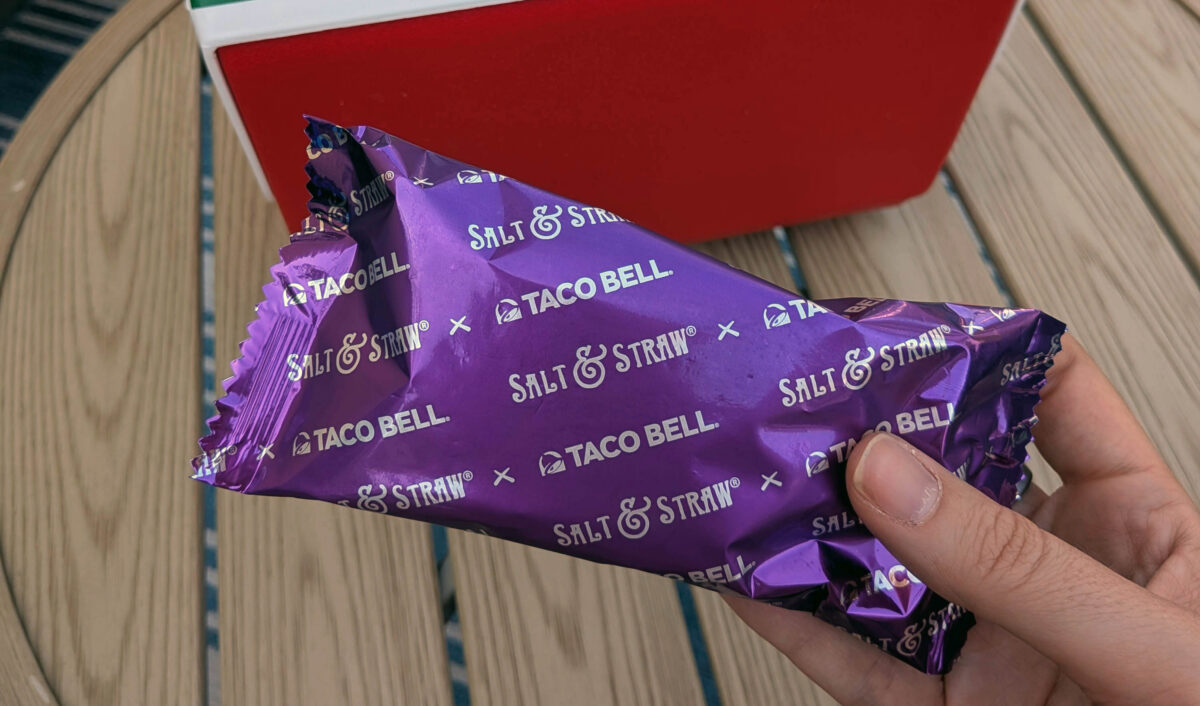salt and straw ice cream taco in wrapper