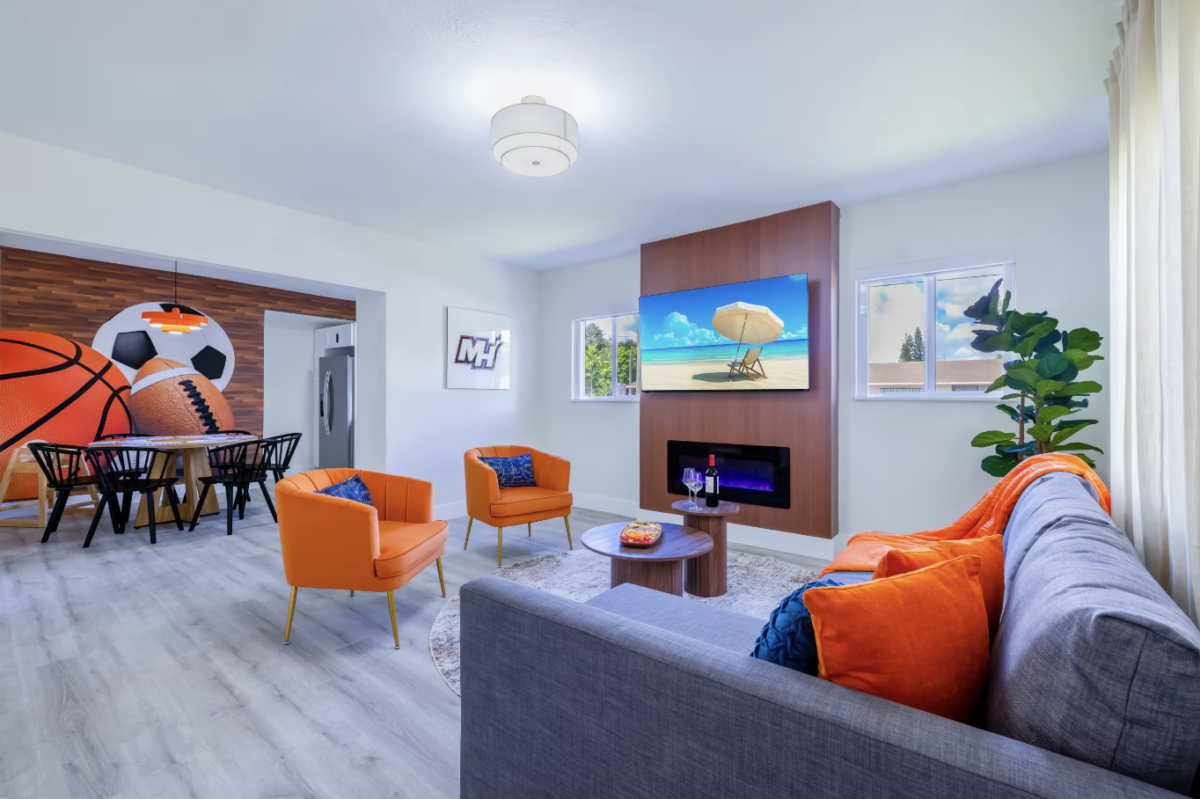 sports-themed hangout in airbnb