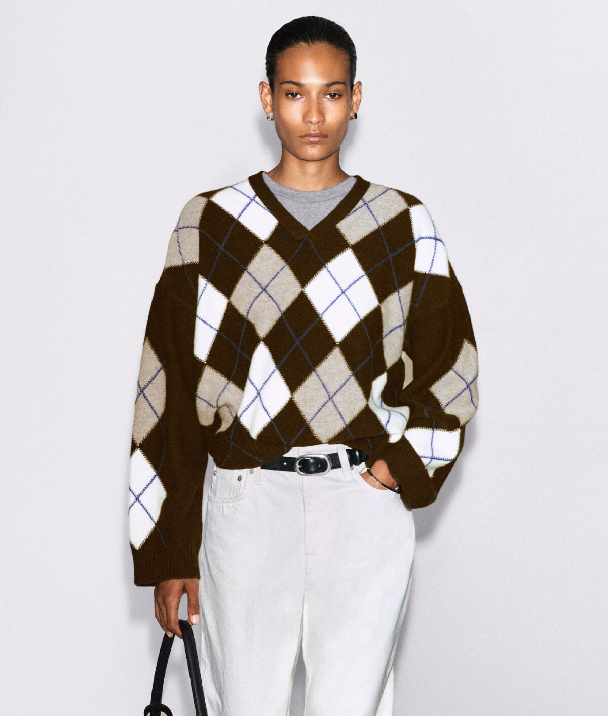 balloon sleeves trend fall 2026: COS Argyle Wool Sweater