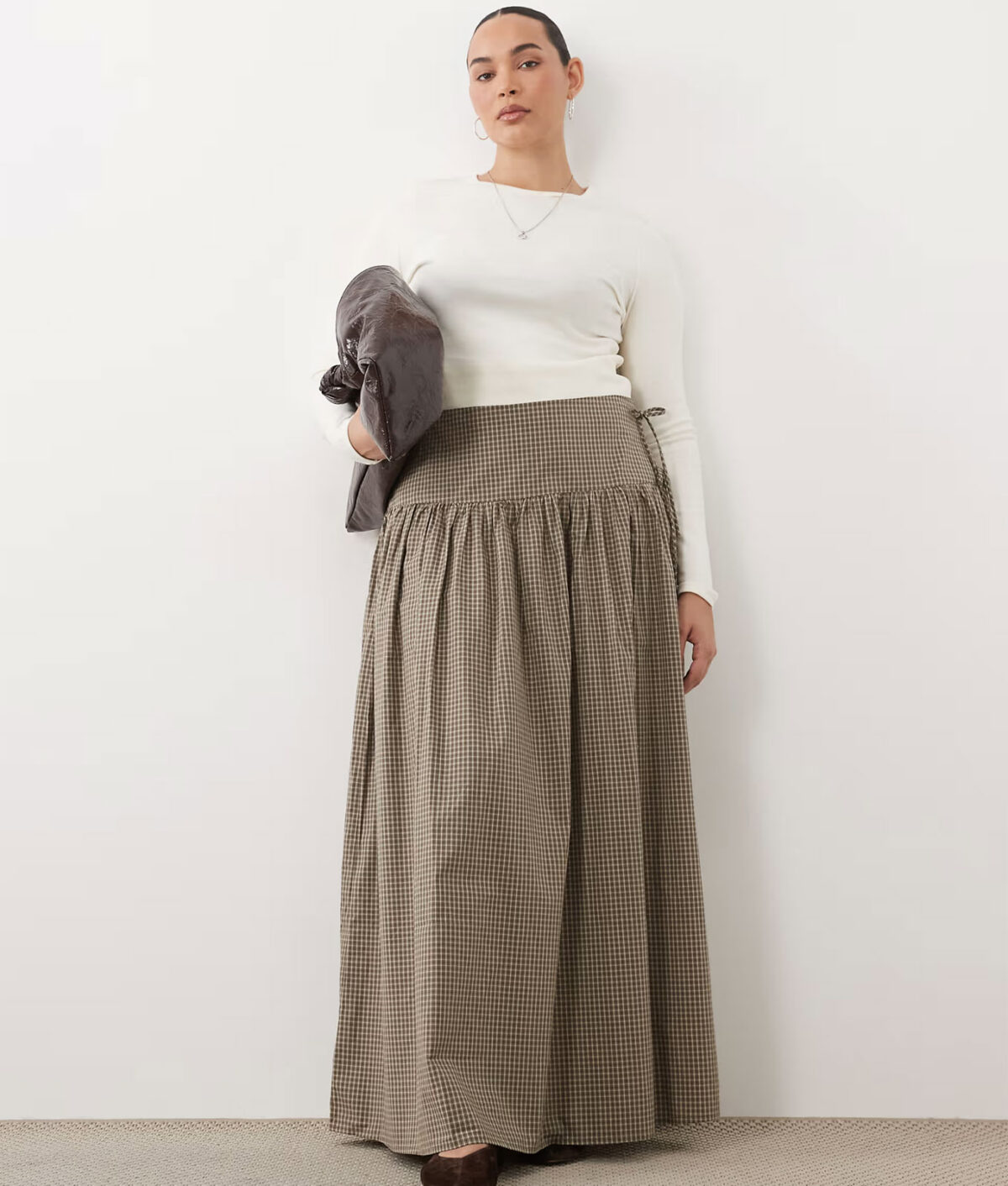 brave soul plaid maxi skirt