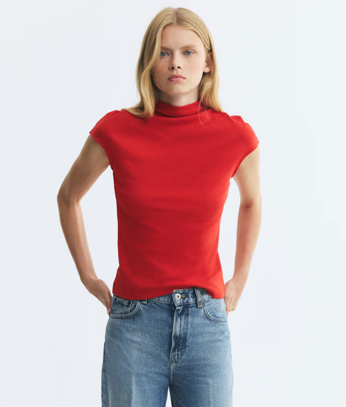 tomato-red-fall-color-trend-hm-stand-up-collar-top