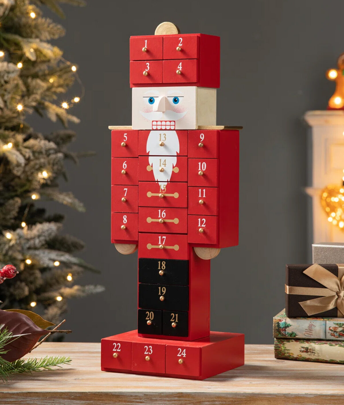 The The Holiday Aisle Wooden Christmas Nutcracker Countdown Calendar Decor.