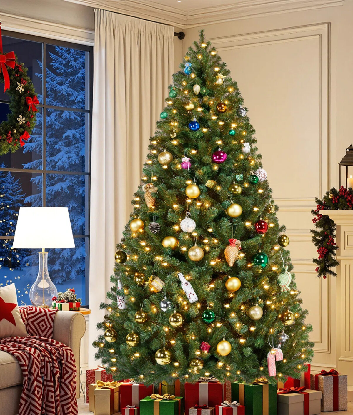 The The Holiday Aisle Pre-Lit Green Spruce Artificial Christmas Tree.